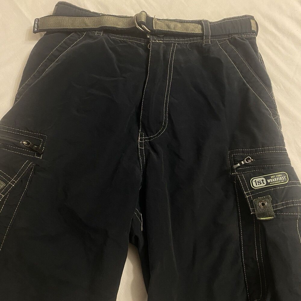 Vtg Y2K Shorts Navy Boys 14 Baggy Cargo Long Skater Utility Wearfirst 2000